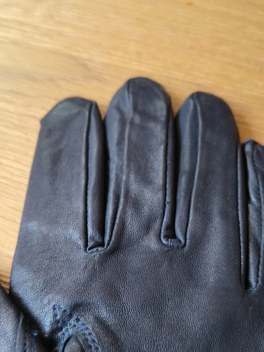 Gates Navy Blue Genuine Leather Gloves Womens Small S Acrylic Knit Lined 8